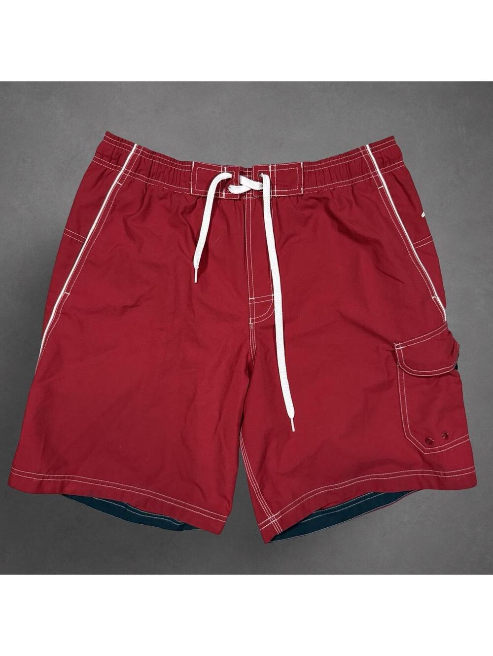 Vintage Speedo Red Cargo Board Shorts Swim Trunks Medium